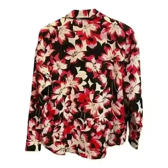 Rafaella Women's Floral Collared Blouse Multicolor Size M Long Sleeve - Picture 2 of 3
